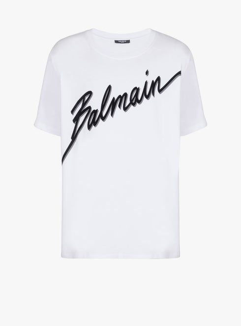 BALMAIN FLOCKED LETTER LOGO T-SHIRT